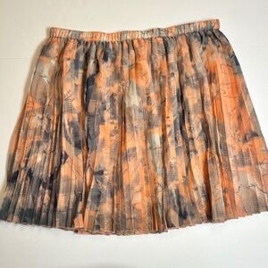 BCBGeneration Pleated Mini Skirt L Large Abstract Print Elastic Waist Women's